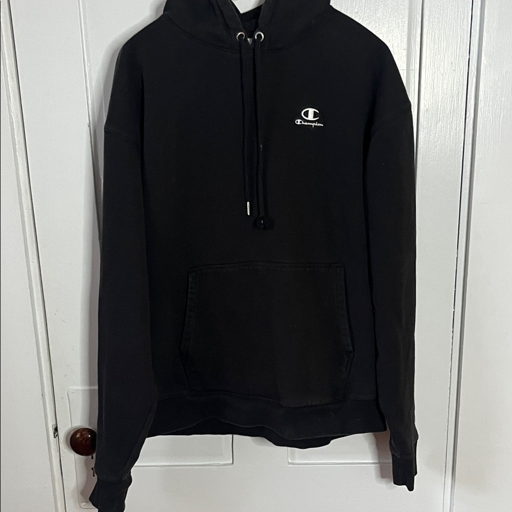 Black champion sweatshirt, hoodie size large